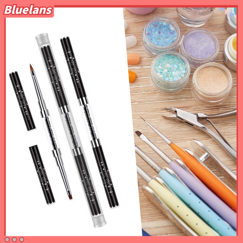 (In Stock) Kacamata Hitam Lensa Warna Warni ♡Holder Pen Nail Art Kepala Ganda Aksen Berlian Imitasi Untuk Wanita
