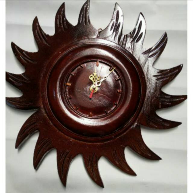 Jam Dinding Kayu Jati Model Matahari