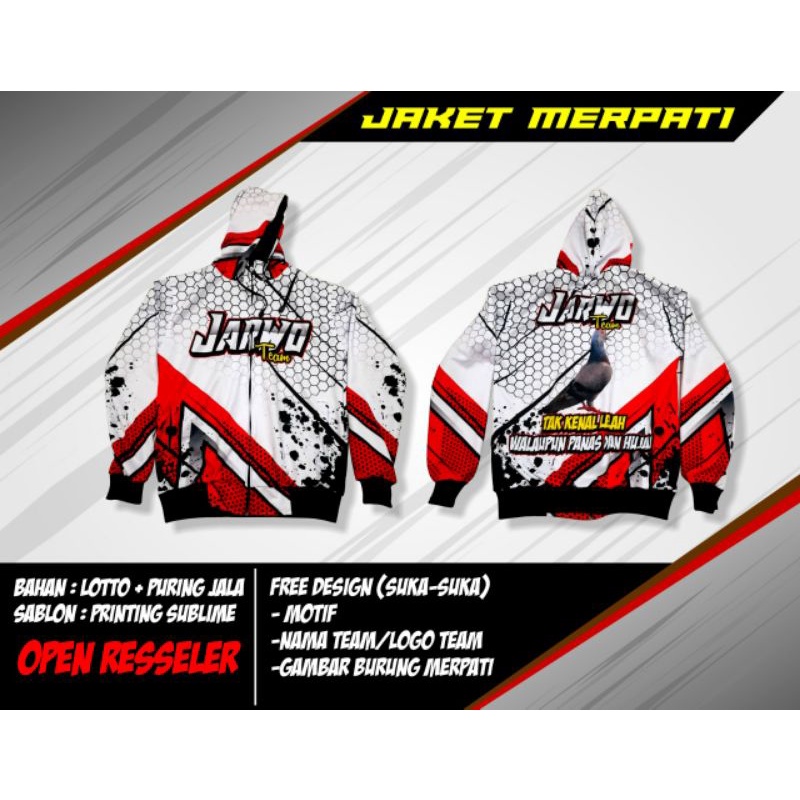 JAKET JERSEY MERPATI BALAP / JAKET JERSEY MERPATI KOLONG / JAKET JERSEY CUSTOM PRINTING
