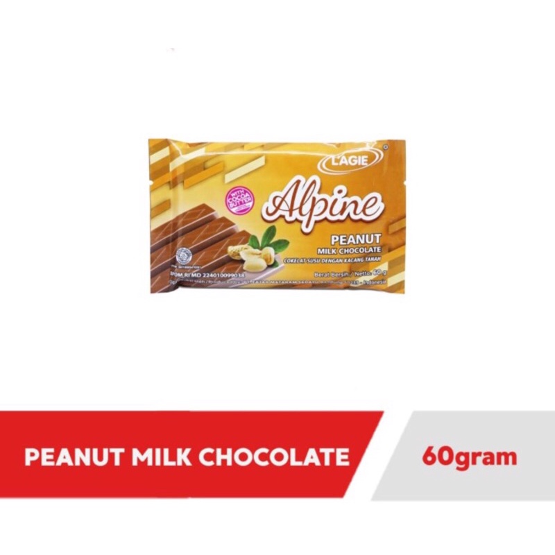 Lagie Alpine Peanut Milk Chocolate Cokelat Kacang Tanah 60gr