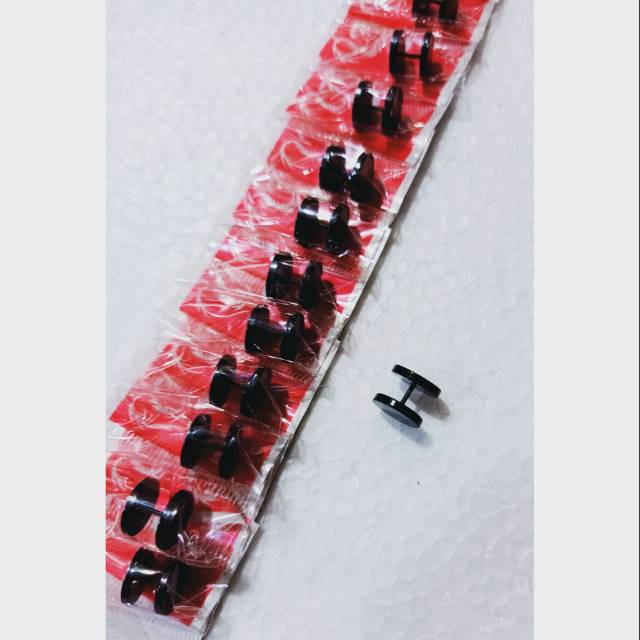 grosir   Anting barbel besar hitam isi 12 pcs