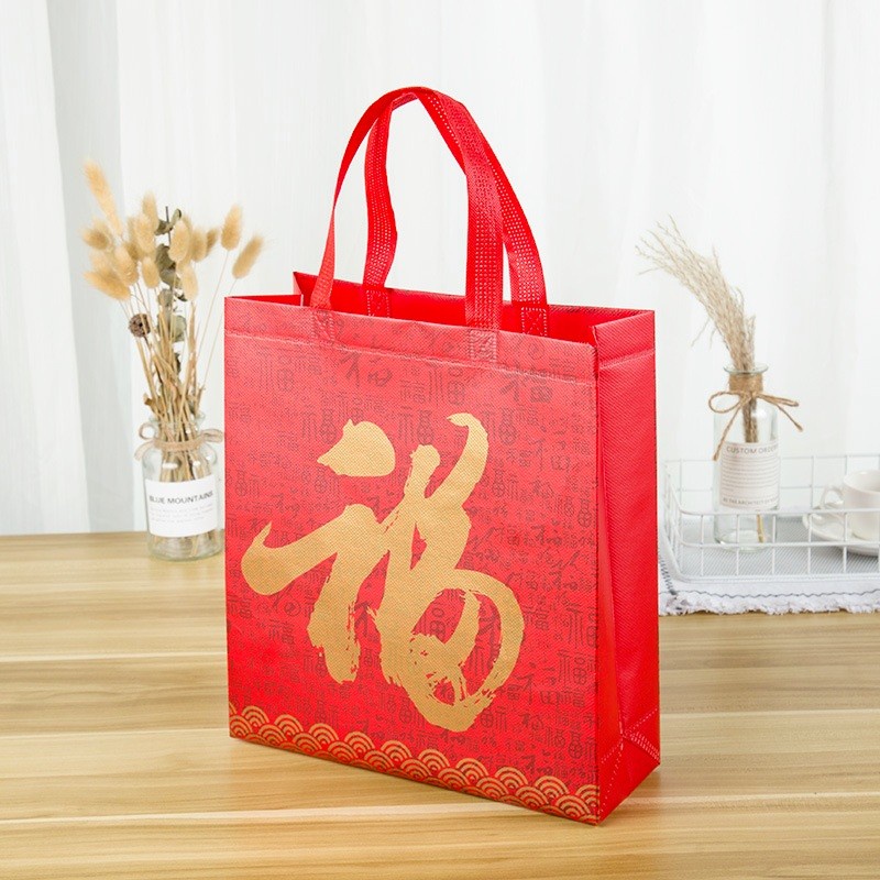 Kantong Fu Imlek Besar Gift Bag Merah Fuk Hoki Souvenir Shopping Bag