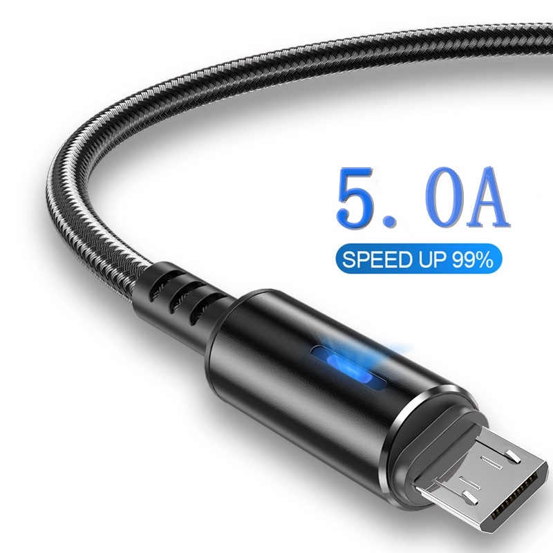 Kabel Data / Charger Micro Usb / Type c / Lightning 5v Fast Charging Dengan Lampu Led Untuk Android