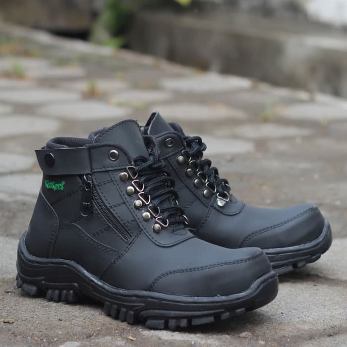 COD !!! Sepatu Pria Kickers Morisey Sleting HITAM Boots Work Safety Hunting Outdoor