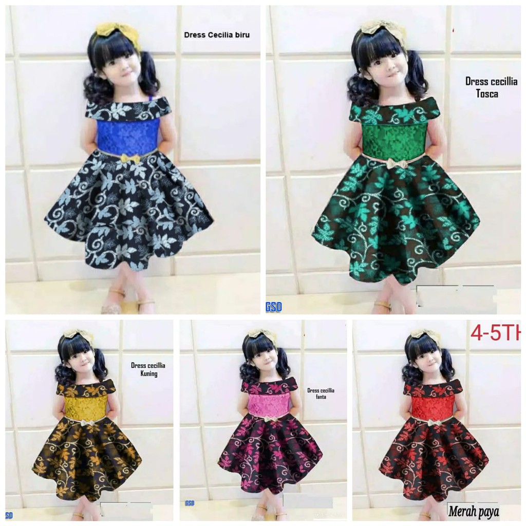 Dress cecilia/dress kids/dress anak perempuan/dress anak cewe/dress girl/jual dress girl