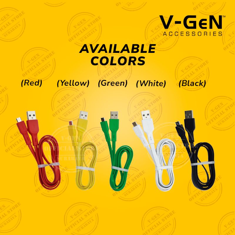 Kabel Data Micro USB Gepeng V-GeN PCM2-01 Fast Charging 2.1A 1 Pack isi 20pcs