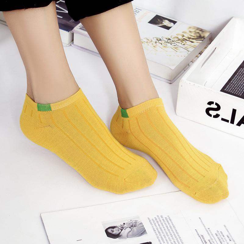 FYGALERYJAKARTA D020 Kaos Kaki Polos Wanita KaosKaki Ankle Pendek Korea Murah Short Socks-Kuning