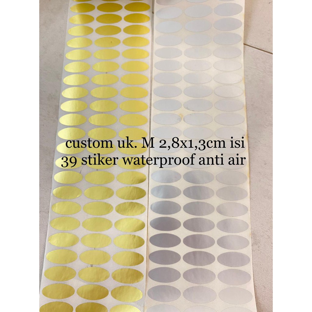 

SIlver Gold Oval Matte Stiker Produk Label Waterproof Name Product Sticker Anti Air Anti Sobek Emas