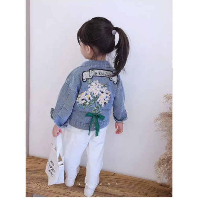 JAKET JEANS ANAK DAN DEWASA BORDIR FLOWER USIA ANAK  2TH-11TH MODEL TERBARU