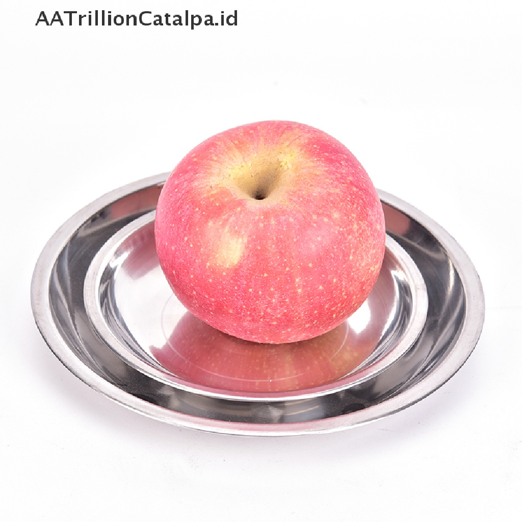 Aatrillioncatalpa Piring Bulat Bahan Stainless Steel Diameter 14-26cm Untuk Camping