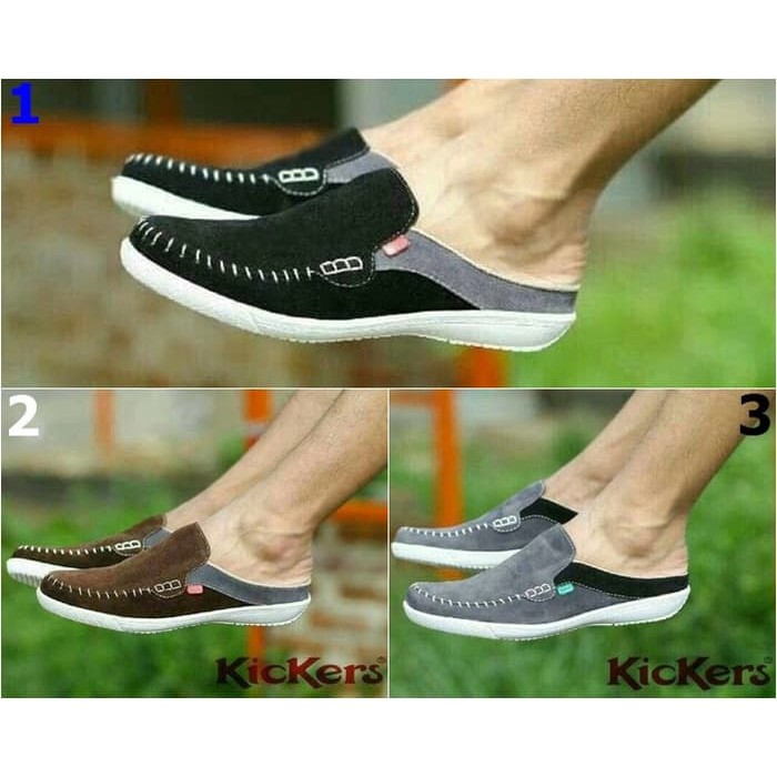 SEPATU SLOP BUSTONG PRIA SLOP SEUDE SEPATU TUTONG PRIA SEPATU SLIP ON PRIA-STICHING HITAM