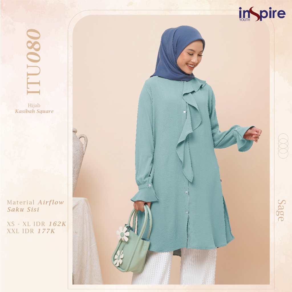 Inspire Tunik ITU 080 Bahan Airflow Atasan Wanita Polos kekinian Modern