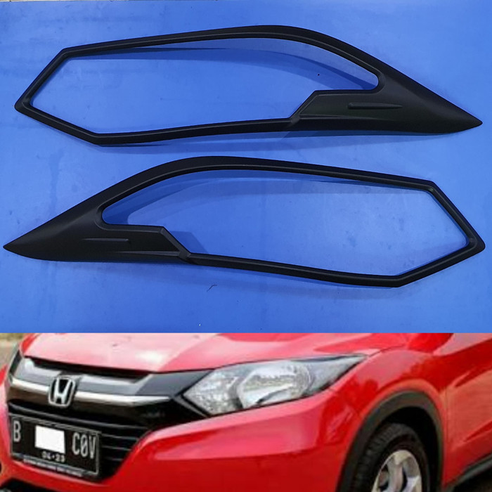 COVER Garnish GARNIS pelindung lampu HEADLAMP depan MOBIL HONDA HRV HR-V lama HITAM DOFF