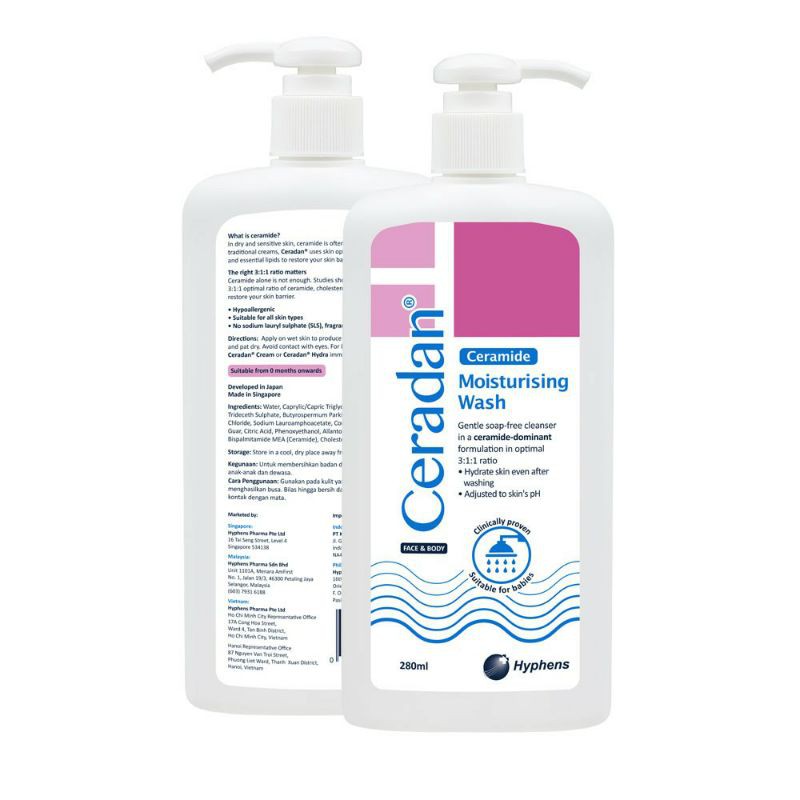 Ceradan moisturising body wash 280ml sabun mandi sabun pembersih Wajah Badan Sensitif Eksim Atopik