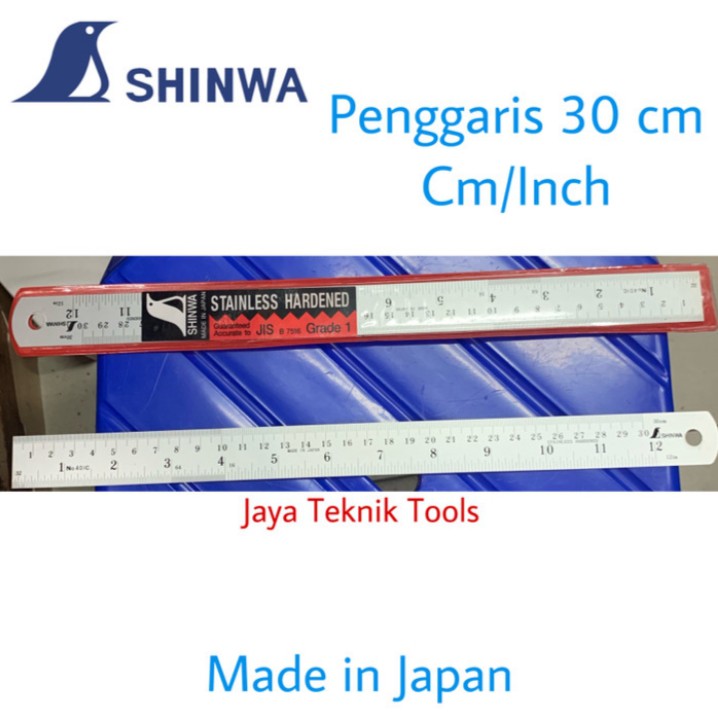 

Penggaris Mistar 30 cm inch Shinwa Japan Jepang Stainless Steel Besi