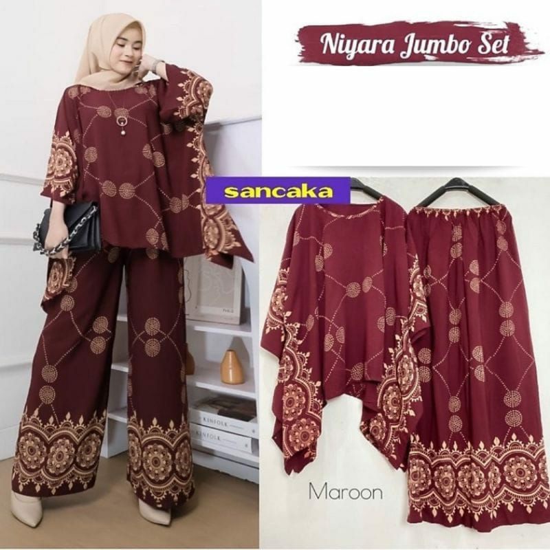 SETELAN MUSLIM WANITA NIYARA JUMBO SET STELAN WAKA BY SANCAKA