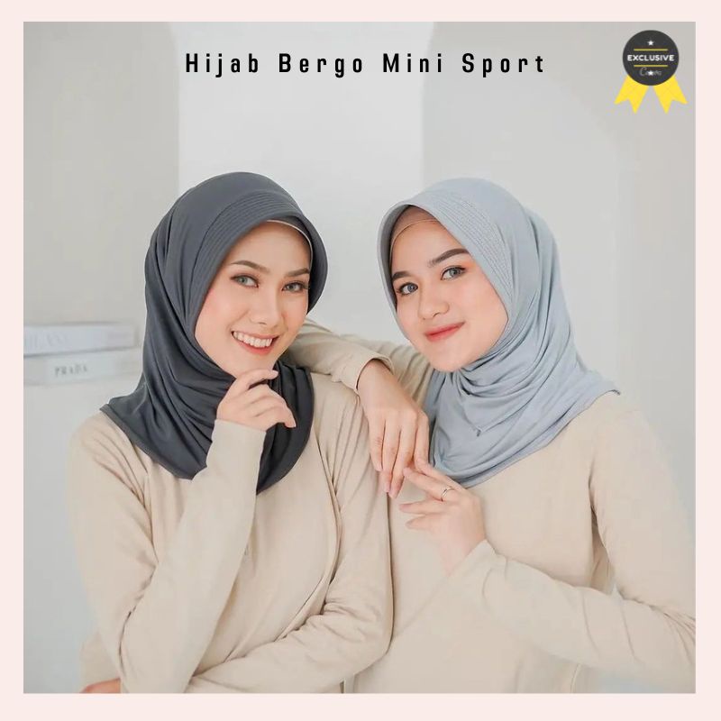 Hijab Kerudung Jilbab Bergo Pet Mini Antem Jersey Sport Olahraga Anak Hitam Polos Pendek Termurah Te