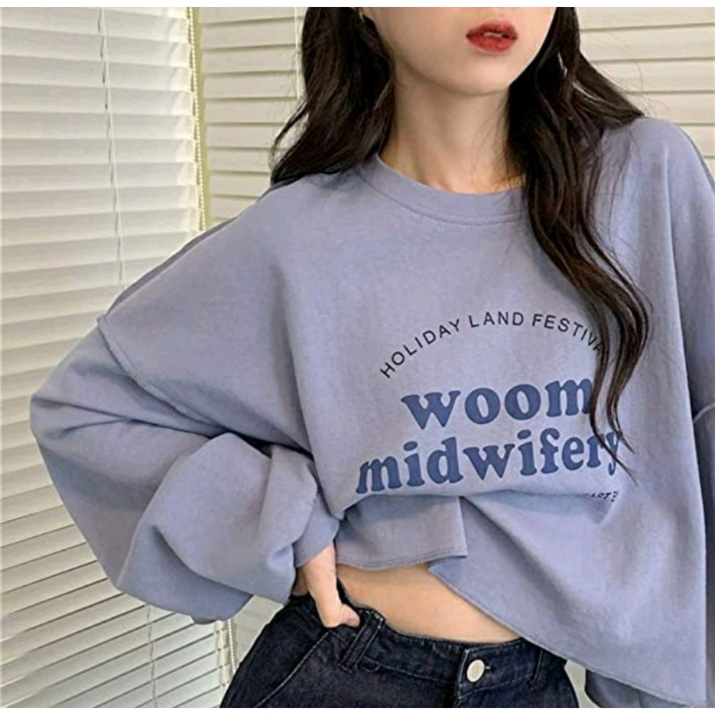 WOOM MIDWIFERY SWEATER CROOPE OVERSIZE OBLONG WANITA