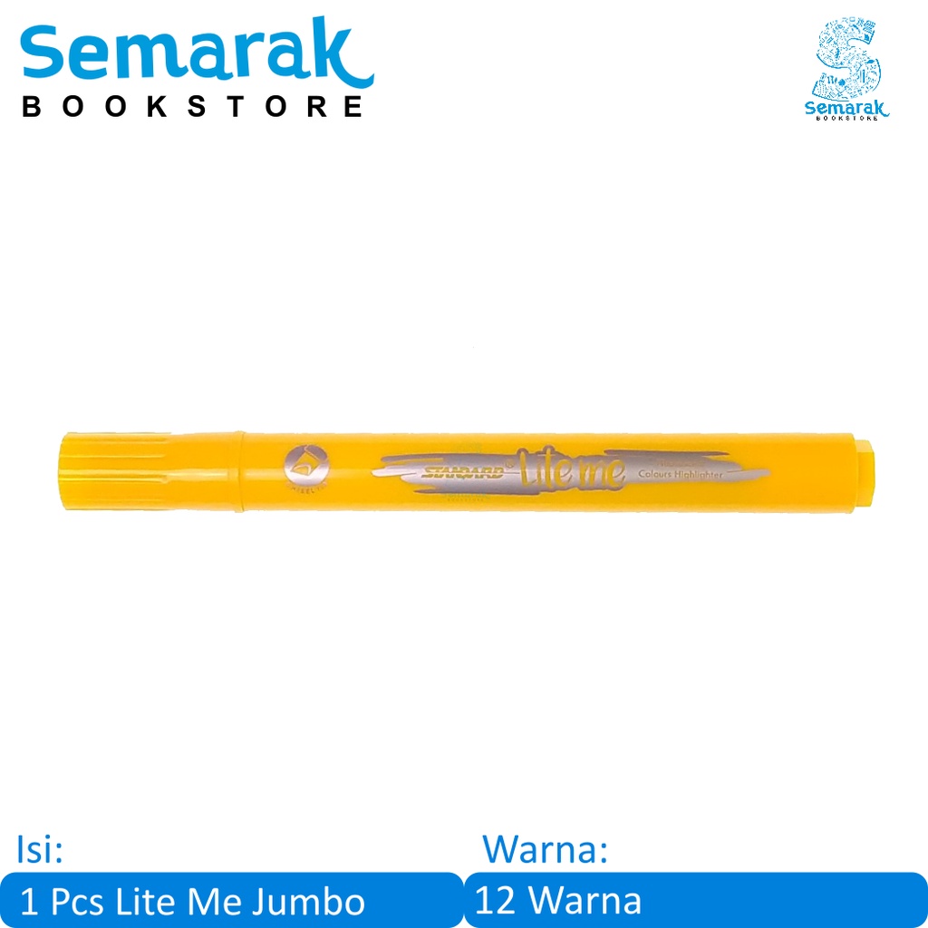

Standard Lite Me Highlighter Jumbo - Ungu / Hijau / Biru Muda / Biru Tua / Orange / Kuning / Pink / Tosca / Gold / Ungu Muda / Pink Tua / Merah