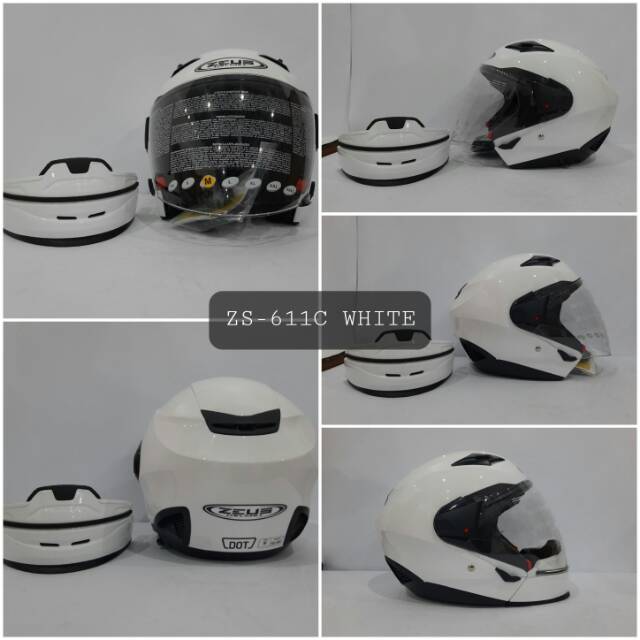 HELM ZEUS ZS-611C WHITE ORIGINAL HELM ZEUS 611C WHITE ZEUS 611 SOLID WHITE