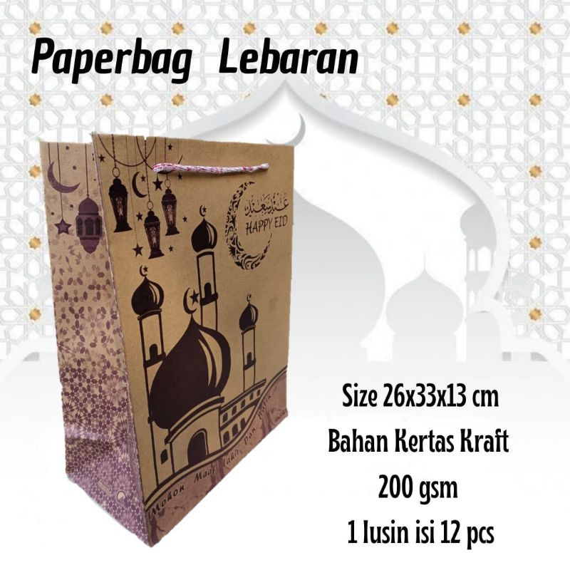 

Paperbag parcel lebaran 26x33x13 cm isi 12 pcs