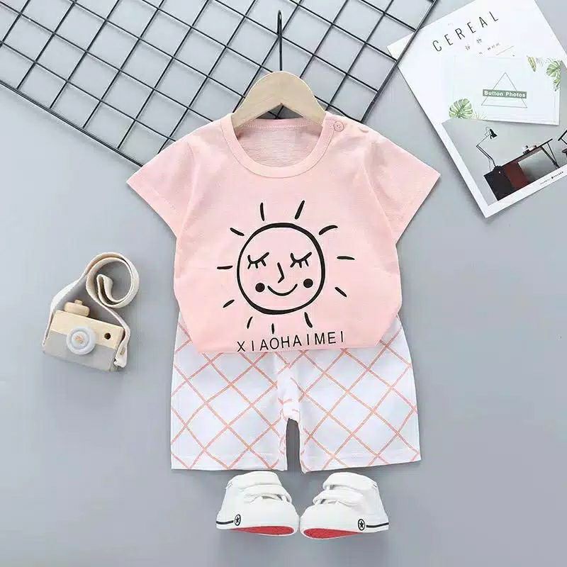 Setelan Bayi Matahari | Baju Bayi Perempuan | Setelan bayi import | setelan bayi karakter 0-1 tahun