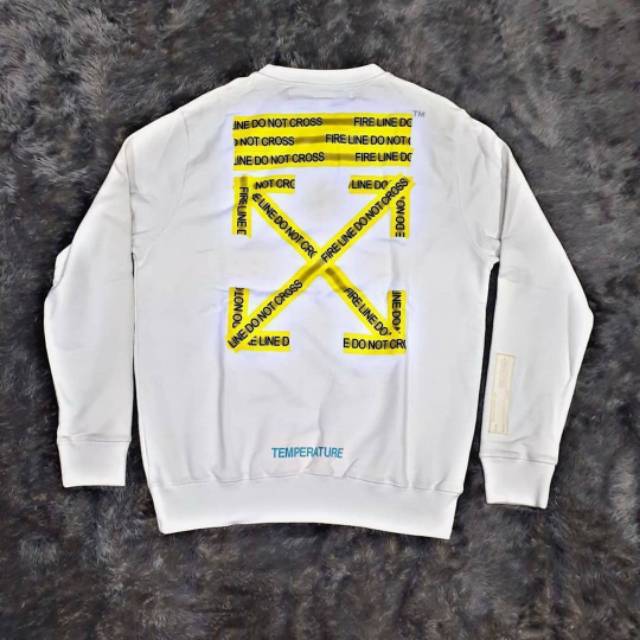 

OFF WHITE FIRE TAPE CREWMECK