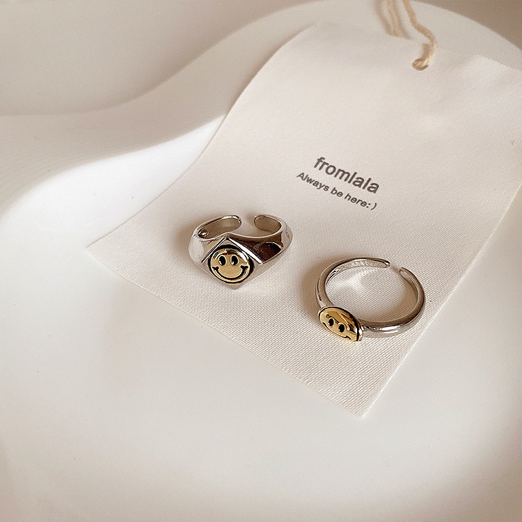 Contrasting Smiley Face Open Ring Accessories Korea Simple Temperament Personality Retro