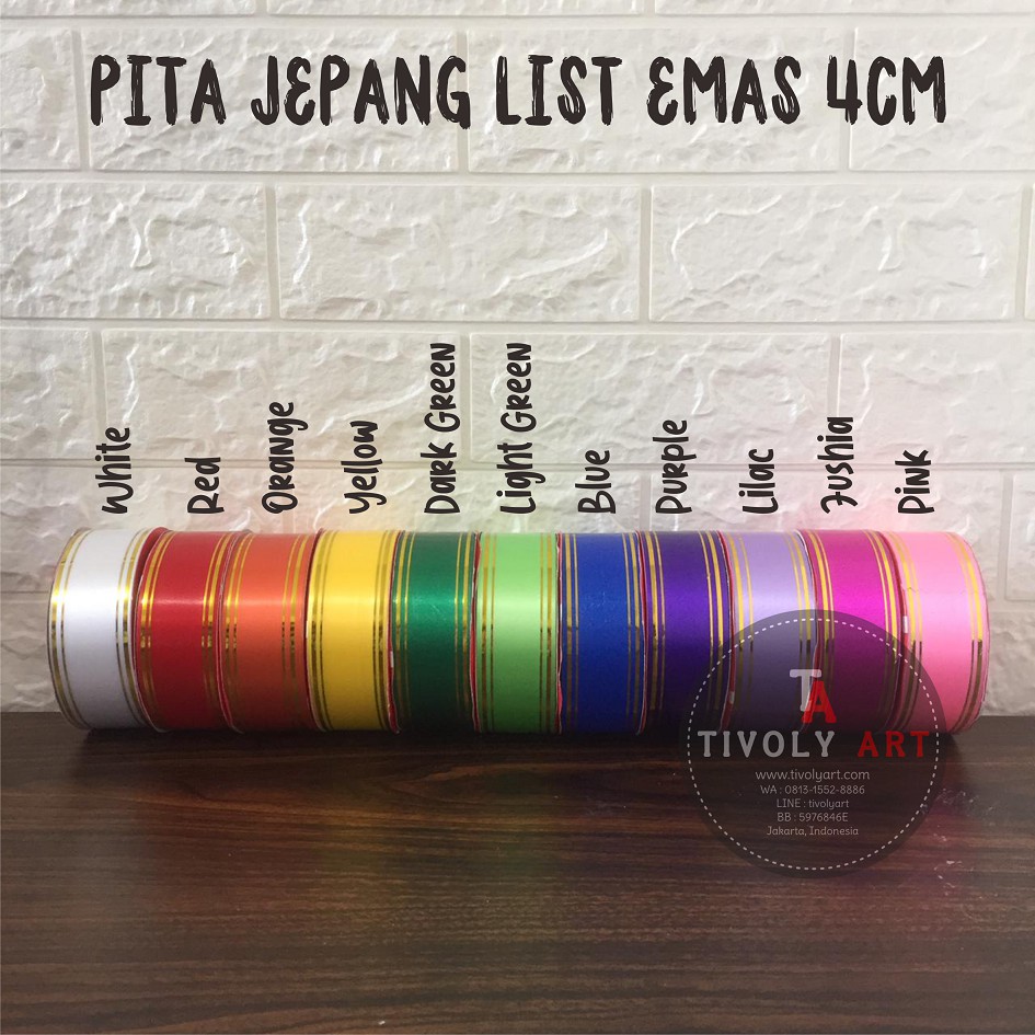 

PITA JEPANG LIST EMAS 4CM | Pita Kado / Pita Plastik / Pita Souvenir