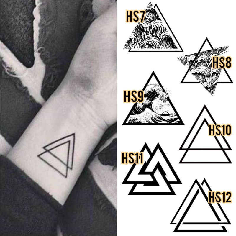 Tato Temporer Segitiga Aesthetic Stiker Tato Minimalis - HS 10