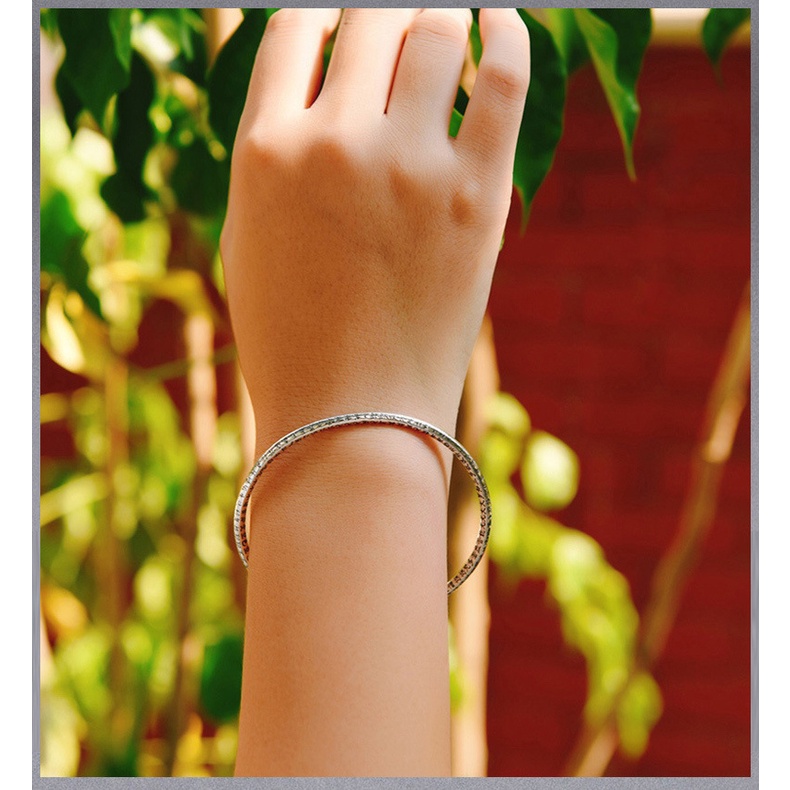 925 murni Perak gelang untuk pria Vintage Sutra Hati Tabung Bulat Gelang Mode perhiasan