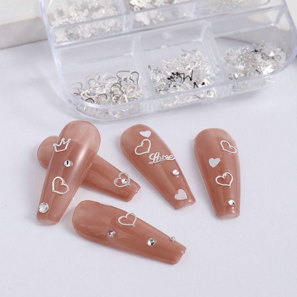 AUGUSTINA Agustina 3D Nail Art Dekorasi Perak INS Nail Tips Nail Flakes Perlengkapan Salon DIY Manicure Aksesoris Nail Sequin