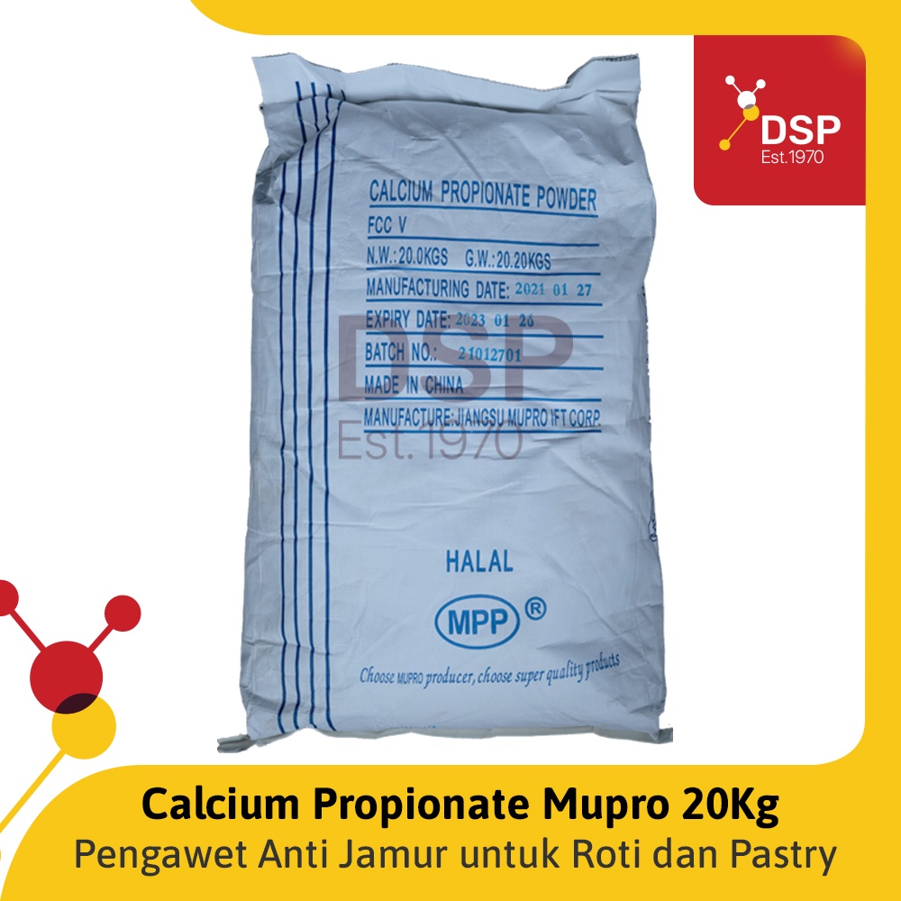 

Calcium Propionate Mupro Ex. RRT Anti Tengik untuk Roti dan Kue, Food Grade Kemasan 1 Sak 20Kg