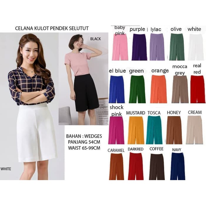 Celana Kain Cewek Celanawanita Import Kulot Panjang Katun Strech Kanc Miran P55S6  Knee Kulot Pant