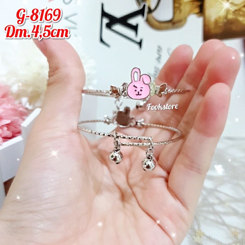 TERBARU GELANG ANAK XUPING MOTIF BT21 SILVER KARTUN KOREA/ANTI ALERGI