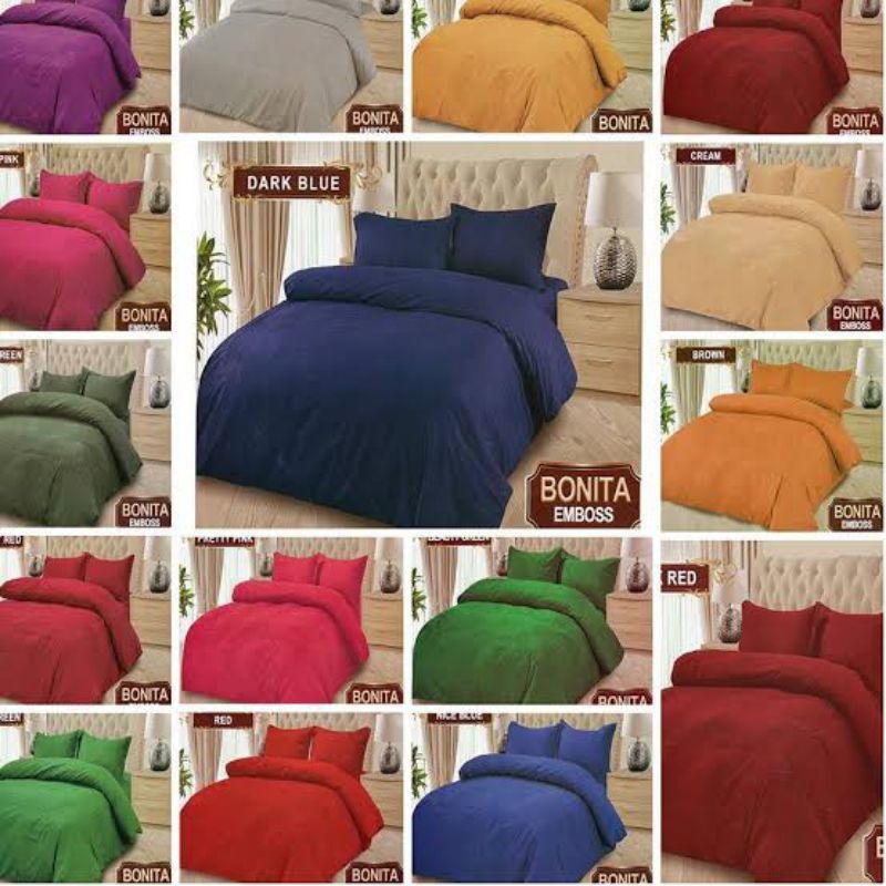 Sprei Bonita Polos Emboss Ukuran 180 x 200 cm