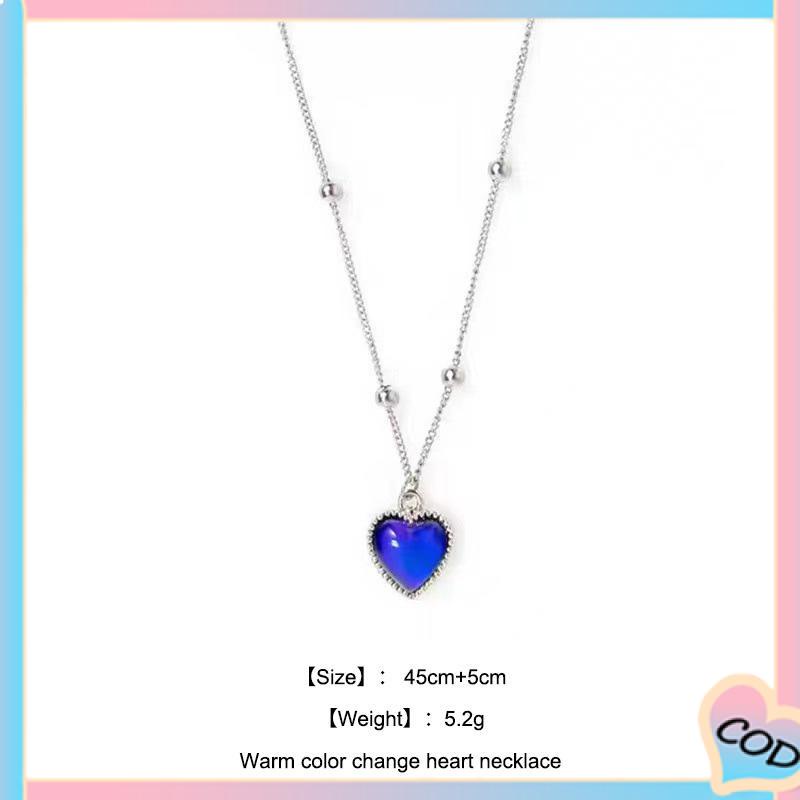 COD❤️ Cinta Berubah Warna Hangat Desain Niche Wanita Manis Keren Fashion Kalung All-Match-A.one