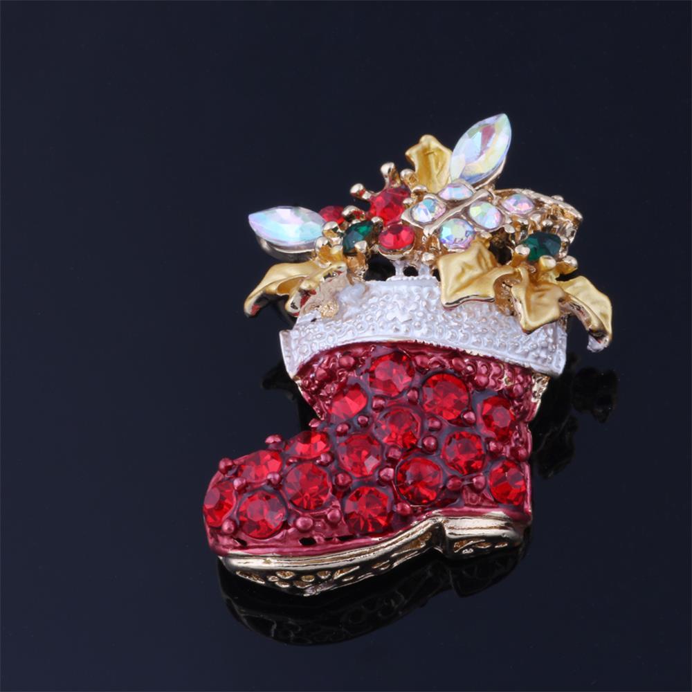 Lily Natal Bros Pin Hadiah Lady Panas Elegan Dekorasi Merah Santa Boots