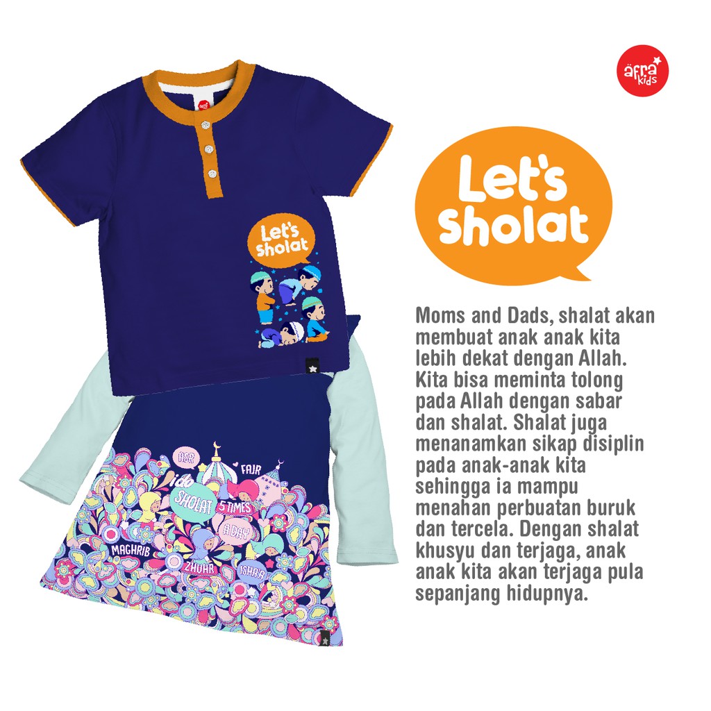 Kaos Tunik AFRAKIDS AF267 &quot;Sholat 5 Times a Day&quot; Lengan Panjang