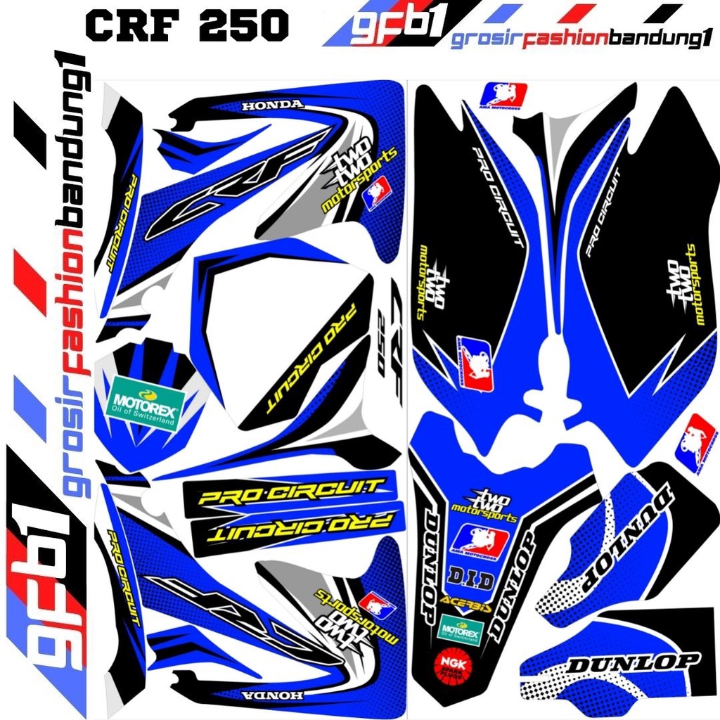 Decal Motor cross Trail Adventure CRF 250cc Variasi Dunlop Pro Racing