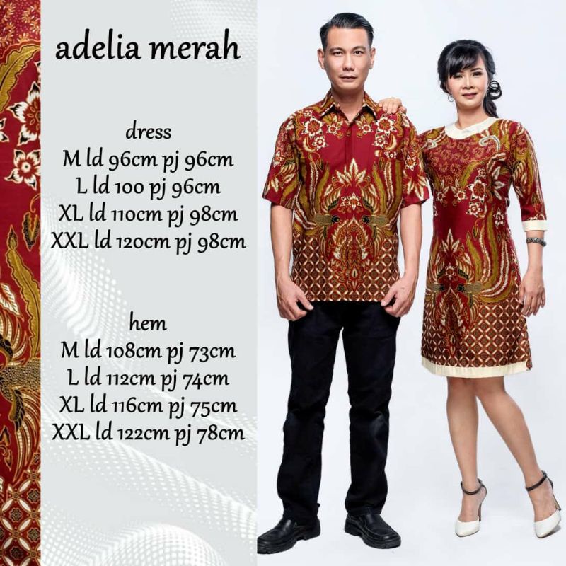 Batik Pasangan Sarimbit Keluarga Imlek Baju Natal Dress Batik Keren Kemeja Pria Jumbo XXXXL ADELIA C
