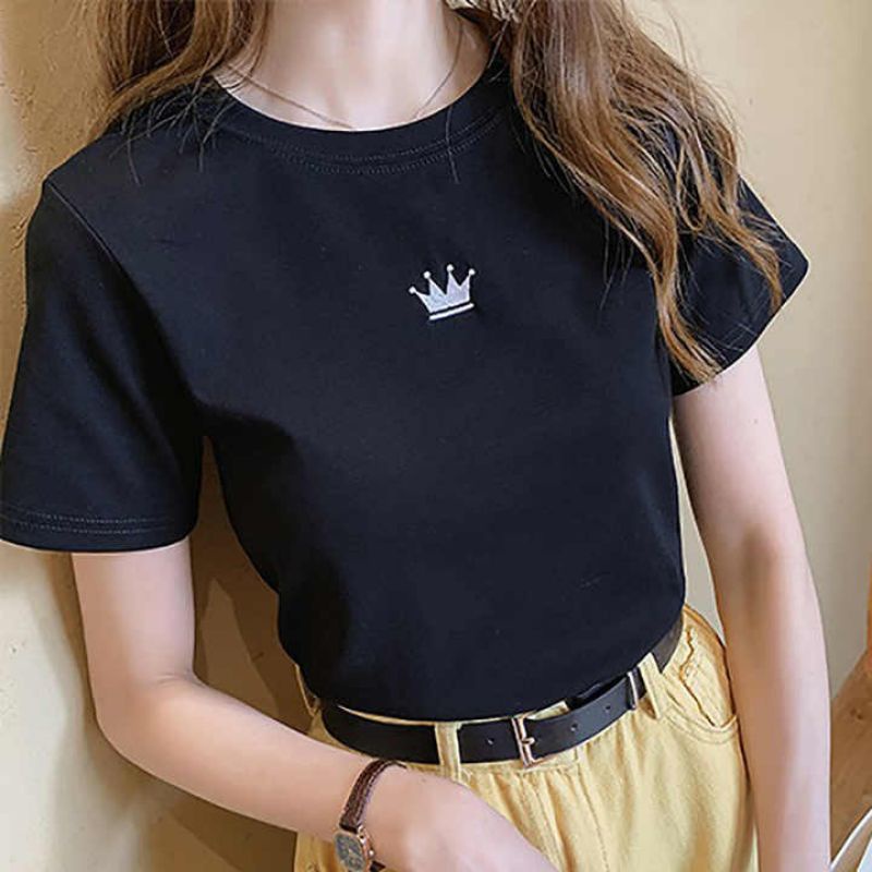 Kaos Cewek CROWN Baju Wanita Lengan Pendek Kaos Unisex Kaos Distro Cewek Kaos Oblong Cewek