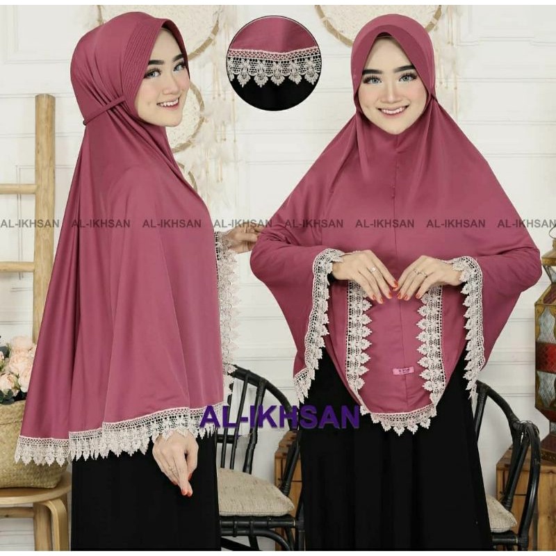 (COD) JUMBO Hijab Instan AL-IKHSAN JILBAB SYAR'I RENDA PRADA Hijab Tali Renda Bawah Murce Cantik Ker