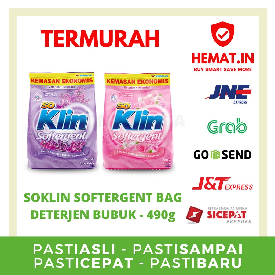 SOKLIN SOFTERGENT BAG DETEJEN BUBUK SABUN CUCI BAJU SO KLIN - 425g