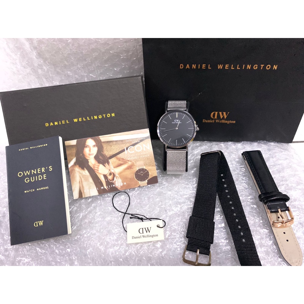 Jam Tangan Wanita/Pria D5698W Tali Rantai Pasir Include 2 Tali Kulit Kanvas Box Ori &amp; Paperbag