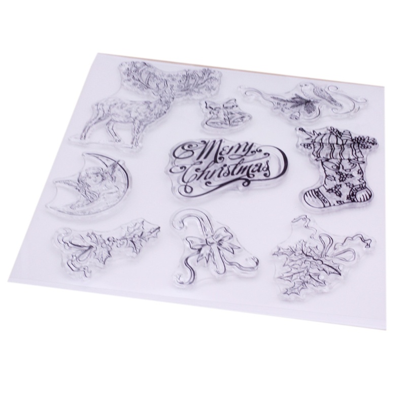 Stempel Segel Bening Desain Rusa Natal Bahan Silikon Untuk Dekorasi Album Foto Scrapbooking