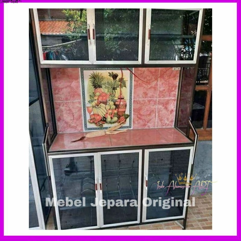 Lemari Rak Piring Pintu Kaca 6 Minimalis Bahan Aluminium