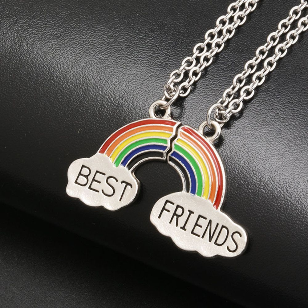 Needway  Vintage Best Friend Necklace Cute Couple Jewelry Friendship Choker Letter Creative Pendant Charm Fashion Jewelry Sweet Rainbow