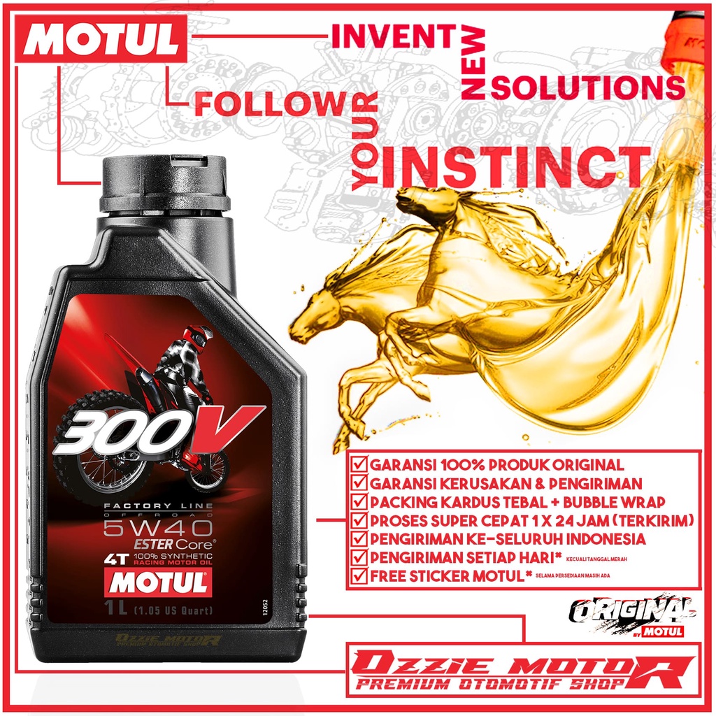 MOTUL 300V FACTORY LINE OFF ROAD 1L 5W40 OLI MOTOR IMPORT ORIGINAL MADE IN FRANCE