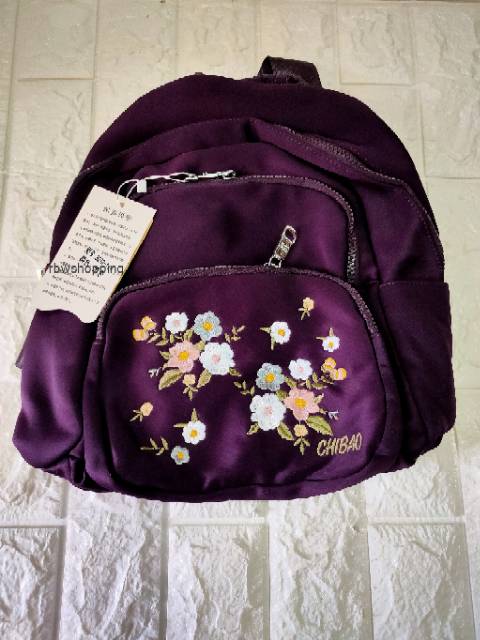 Tas ransel wanita bordir bunga CBAO 3078-11#